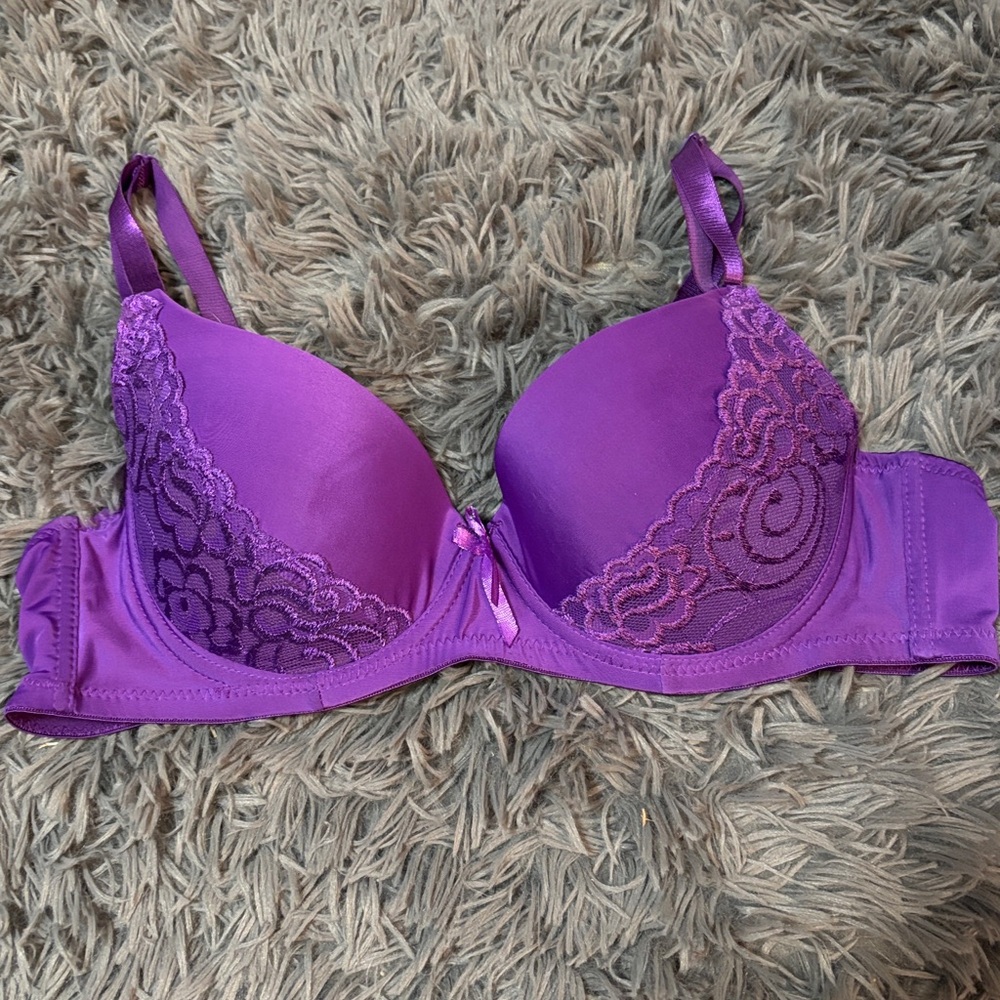 MaMia Euc 38D Vibrant Purple Lace Push-Up Bra